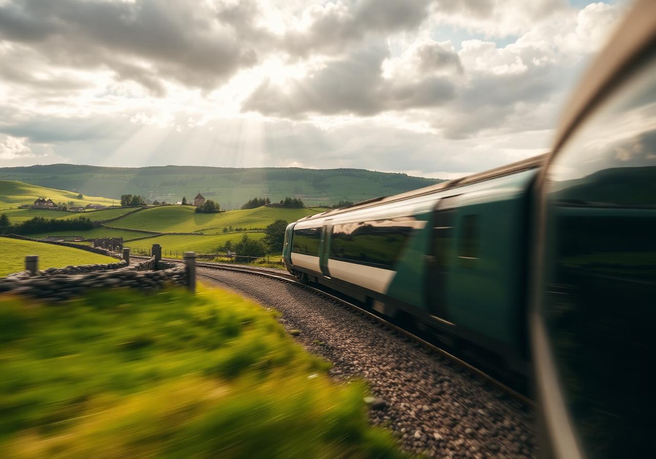 Trem de alta velocidade na linha que liga Londres a Edimburgo