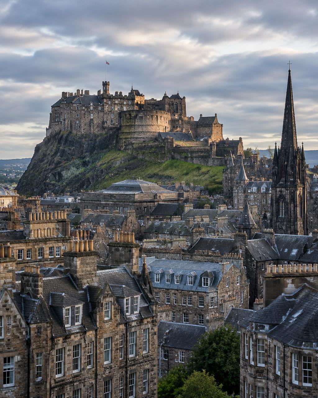 Castelo de Edimburgo sobre a cidade antiga